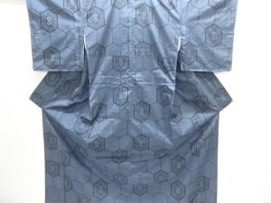 亀甲に抽象模様織り出し西陣伝承紬着物アンサンブル